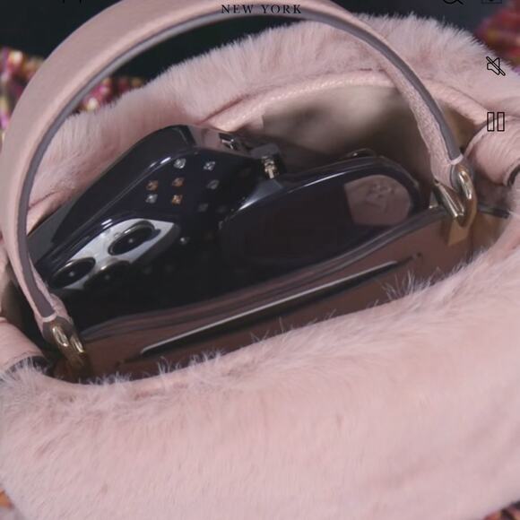 NWT Kate Spade Knott Faux Fur Mini Crossbody Tote Purse/Pink/Faux Fur - Picture 6 of 10